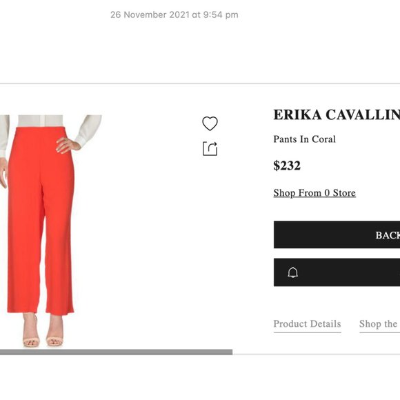 NWT ERIKA CAVALLINI PANTS IN CORAL HIGH-WAIST - Picture 2 of 7